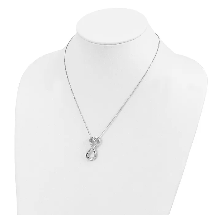 TreasureFineJewelers Necklaces Sentimental Expressions Sterling Silver Rhodiumplated Polished Infinite Love 18in Necklace