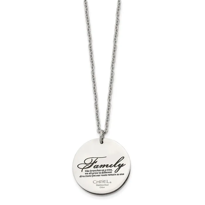 TreasureFineJewelers Necklaces Stainless Steel Polished and Enameled Family Tree of Life 22in Necklace