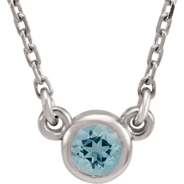 TreasureFineJewelers Necklaces Sterling Silver 3 mm Round Aquamarine BezelSet Solitaire 16 Necklace TreasureFineJewelers Necklaces Sterling Silver 3 mm Round Aquamarine BezelSet Solitaire 16 Necklace