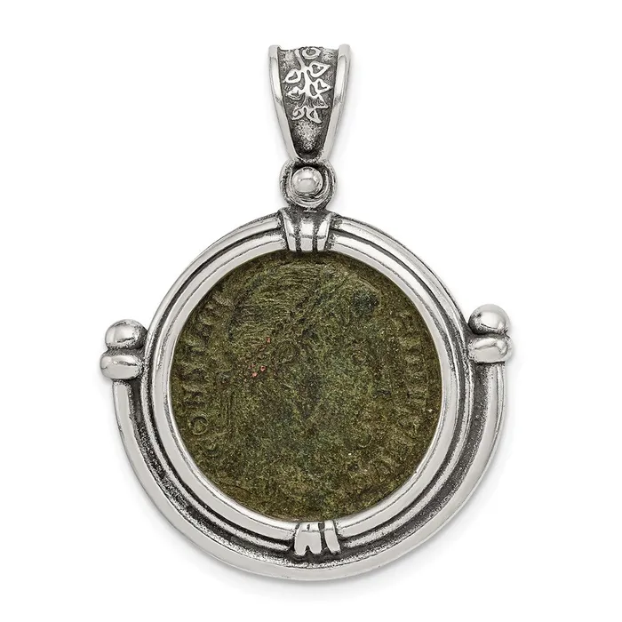 TreasureFineJewelers Necklaces Sterling Silver Ancient Coins Antiqued Constantine Coin Pendant TreasureFineJewelers Necklaces Sterling Silver Ancient Coins Antiqued Constantine Coin Pendant