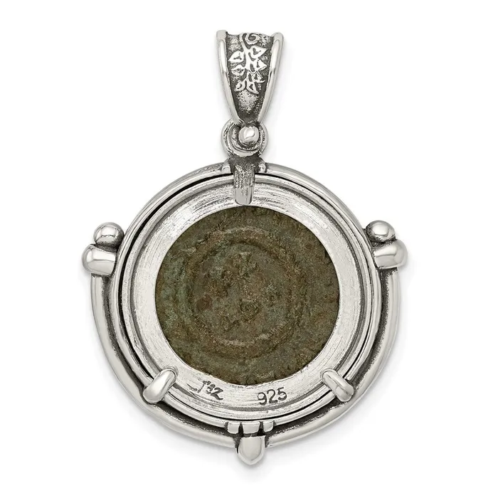 TreasureFineJewelers Necklaces Sterling Silver Ancient Coins Antiqued Constantine Coin Pendant
