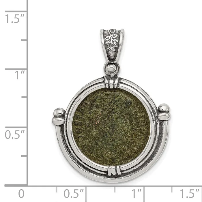 TreasureFineJewelers Necklaces Sterling Silver Ancient Coins Antiqued Constantine Coin Pendant