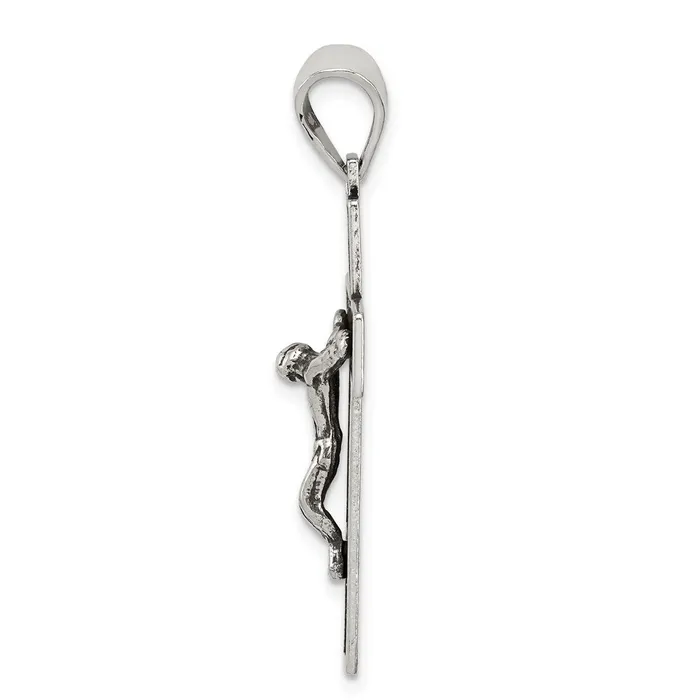 TreasureFineJewelers Necklaces Sterling Silver Antiqued Box Cross Crucifix Pendant