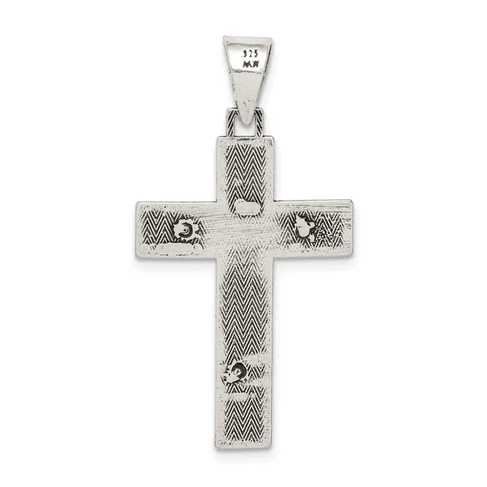 TreasureFineJewelers Necklaces Sterling Silver Antiqued Box Cross Crucifix Pendant
