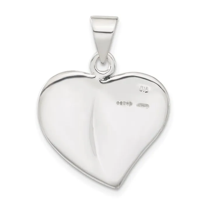 TreasureFineJewelers Necklaces Sterling Silver Antiqued Enameled Heart Pendant