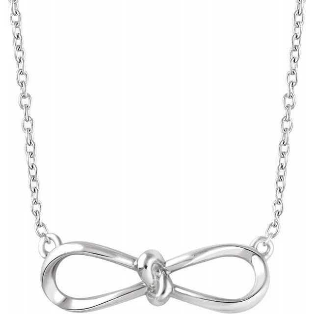 TreasureFineJewelers Necklaces Sterling Silver Bow 18 Necklace