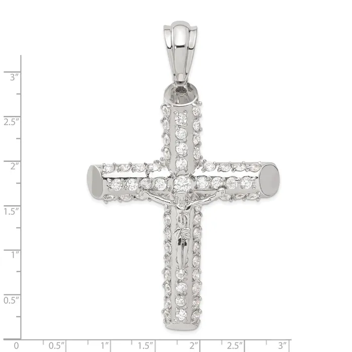 TreasureFineJewelers Necklaces Sterling Silver CZ Crucifix Pendant