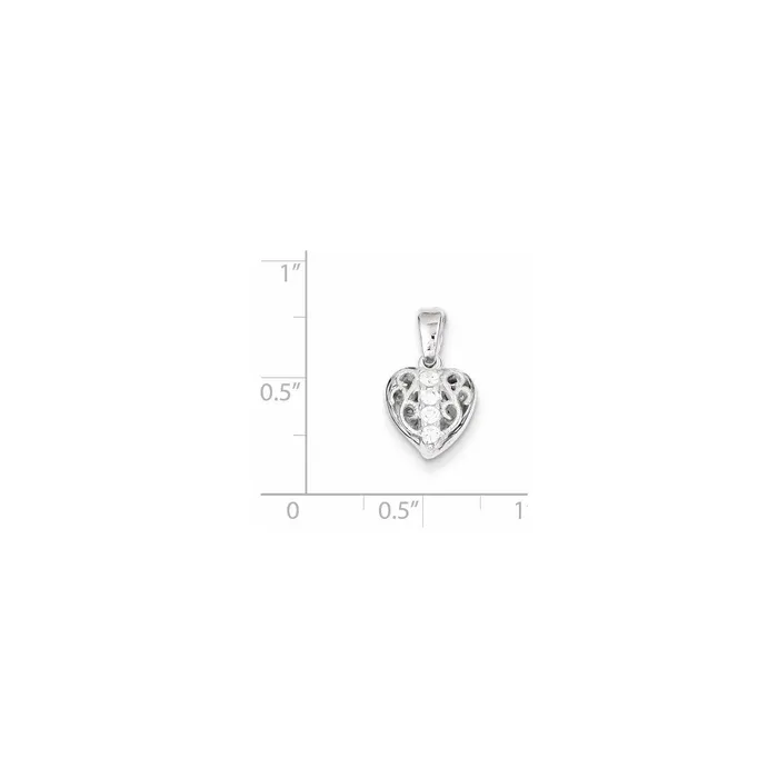 TreasureFineJewelers Necklaces Sterling Silver CZ Heart Pendant