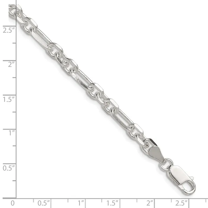 TreasureFineJewelers Necklaces Sterling Silver DC 6mm 3 Short Plus 1 Long Cable Link Chain