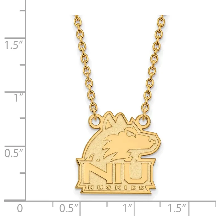 TreasureFineJewelers Necklaces Sterling Silver Goldplated Northern Illinois University NIU Huskies Medium Pendant 18 inch Necklace