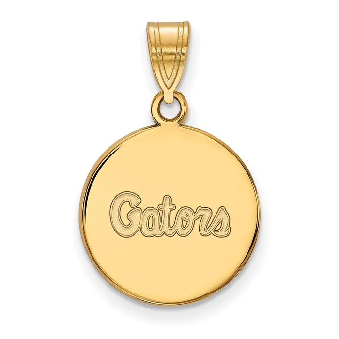 TreasureFineJewelers Necklaces Sterling Silver Goldplated University of Florida Gators Script Medium Disc Pendant TreasureFineJewelers Necklaces Sterling Silver Goldplated University of Florida Gators Script Medium Disc Pendant