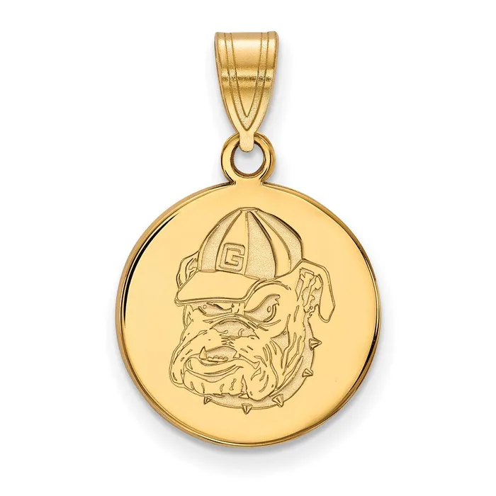 TreasureFineJewelers Necklaces Sterling Silver Goldplated University of Georgia Bulldog Medium Disc Pendant TreasureFineJewelers Necklaces Sterling Silver Goldplated University of Georgia Bulldog Medium Disc Pendant