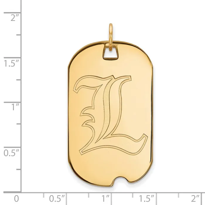 TreasureFineJewelers Necklaces Sterling Silver Goldplated University of Louisville Letter L Large Dog Tag Pendant