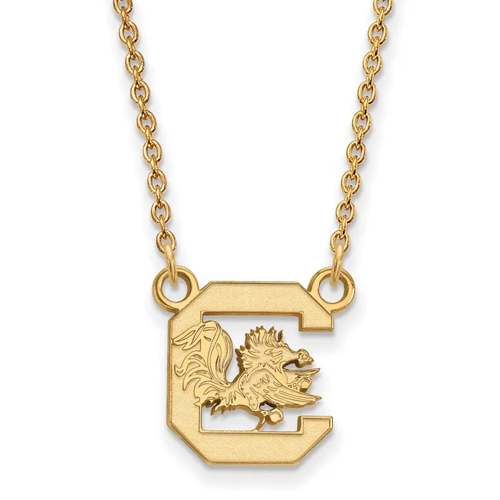 TreasureFineJewelers Necklaces Sterling Silver Goldplated University of South Carolina Small Pendant 18 inch Necklace TreasureFineJewelers Necklaces Sterling Silver Goldplated University of South Carolina Small Pendant 18 inch Necklace