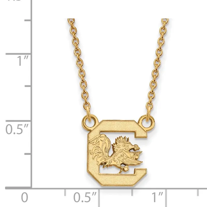 TreasureFineJewelers Necklaces Sterling Silver Goldplated University of South Carolina Small Pendant 18 inch Necklace