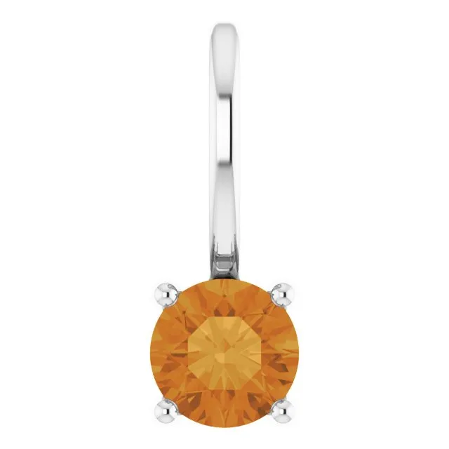 TreasureFineJewelers Necklaces Sterling Silver Imitation Citrine Solitaire CharmPendant TreasureFineJewelers Necklaces Sterling Silver Imitation Citrine Solitaire CharmPendant