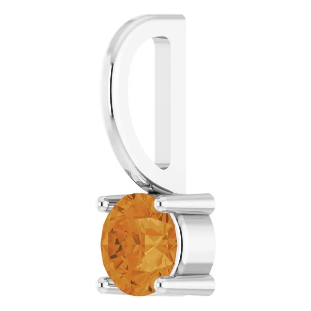 TreasureFineJewelers Necklaces Sterling Silver Imitation Citrine Solitaire CharmPendant