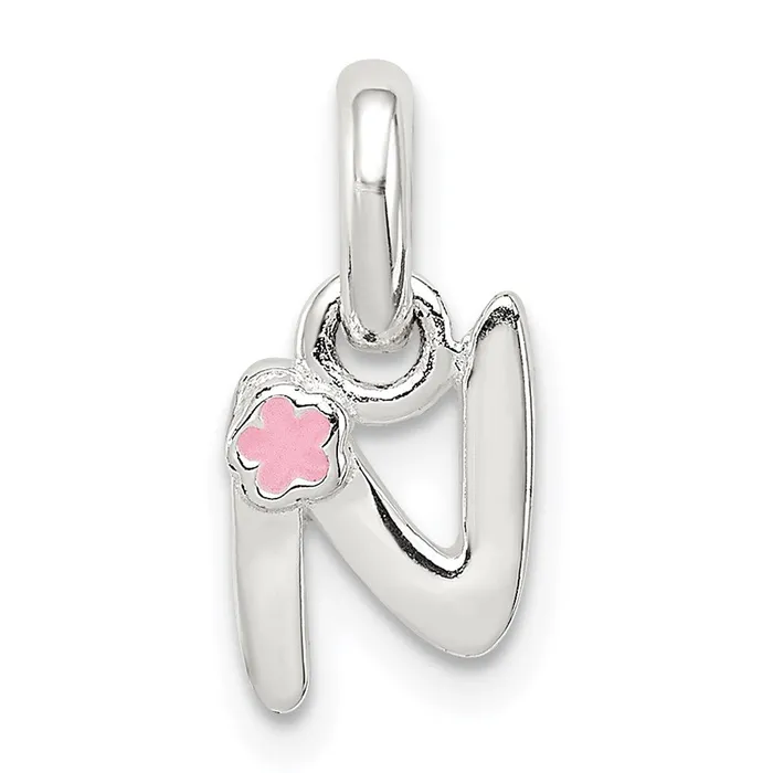 TreasureFineJewelers Necklaces Sterling Silver Letter N with Enamel Pendant TreasureFineJewelers Necklaces Sterling Silver Letter N with Enamel Pendant