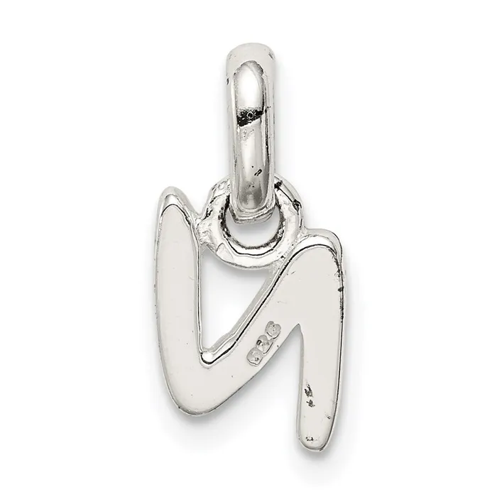 TreasureFineJewelers Necklaces Sterling Silver Letter N with Enamel Pendant