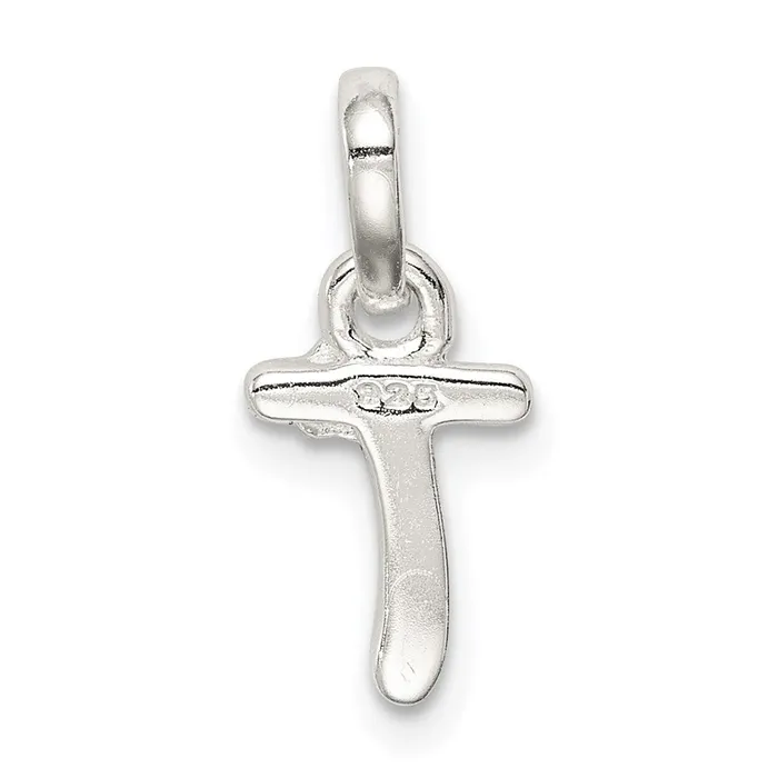 TreasureFineJewelers Necklaces Sterling Silver Letter T with Enamel Pendant