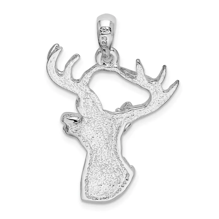 TreasureFineJewelers Necklaces Sterling Silver Polished 6point Buck Deer Head Profile Pendant