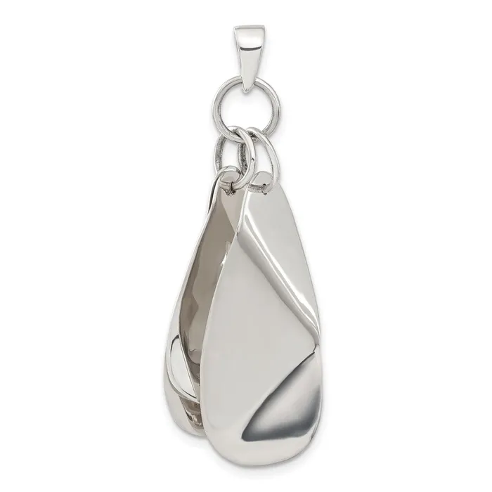 TreasureFineJewelers Necklaces Sterling Silver Polished Contemporary Triple Bent Oval Shapes Pendant TreasureFineJewelers Necklaces Sterling Silver Polished Contemporary Triple Bent Oval Shapes Pendant