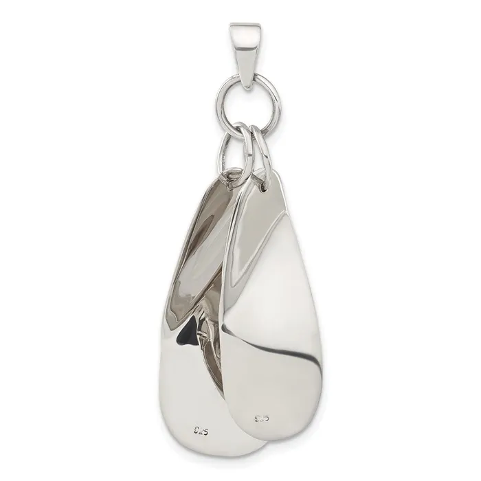 TreasureFineJewelers Necklaces Sterling Silver Polished Contemporary Triple Bent Oval Shapes Pendant