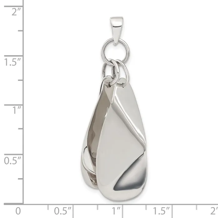 TreasureFineJewelers Necklaces Sterling Silver Polished Contemporary Triple Bent Oval Shapes Pendant