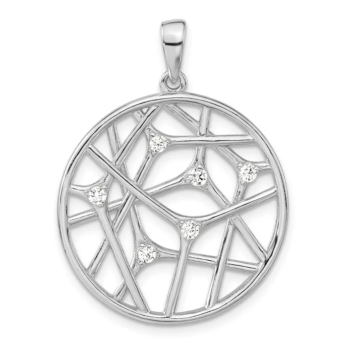 TreasureFineJewelers Necklaces Sterling Silver Polished w CZ Pendant