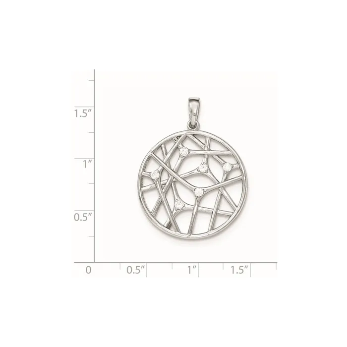TreasureFineJewelers Necklaces Sterling Silver Polished w CZ Pendant