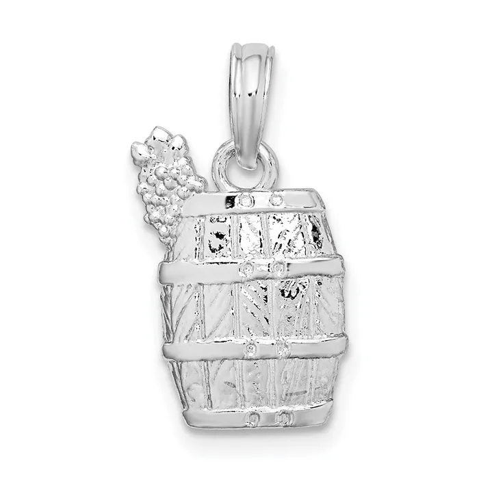 TreasureFineJewelers Necklaces Sterling Silver Polished wine Barrel wGrapes Pendant TreasureFineJewelers Necklaces Sterling Silver Polished wine Barrel wGrapes Pendant