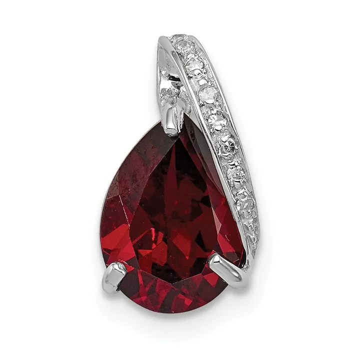 TreasureFineJewelers Necklaces Sterling Silver Rhodium Pear Garnet Pendant TreasureFineJewelers Necklaces Sterling Silver Rhodium Pear Garnet Pendant
