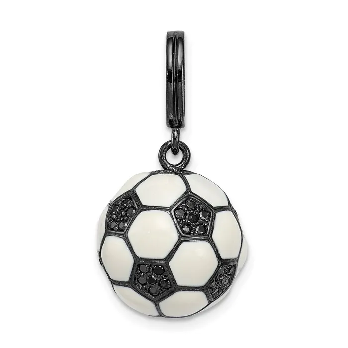 TreasureFineJewelers Necklaces Sterling Silver Rhodiumplated CZ 3D Soccer Ball Pendant TreasureFineJewelers Necklaces Sterling Silver Rhodiumplated CZ 3D Soccer Ball Pendant