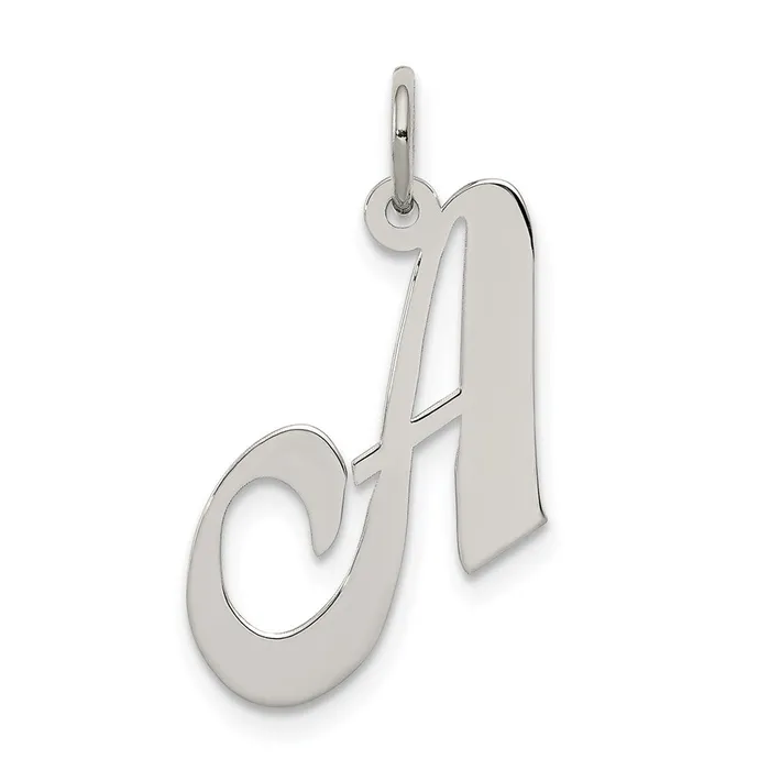 TreasureFineJewelers Necklaces Sterling Silver Rhodiumplated Fancy Script Letter A Initial Charm TreasureFineJewelers Necklaces Sterling Silver Rhodiumplated Fancy Script Letter A Initial Charm