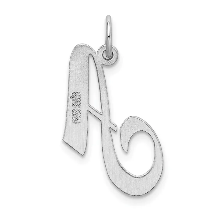 TreasureFineJewelers Necklaces Sterling Silver Rhodiumplated Fancy Script Letter A Initial Charm