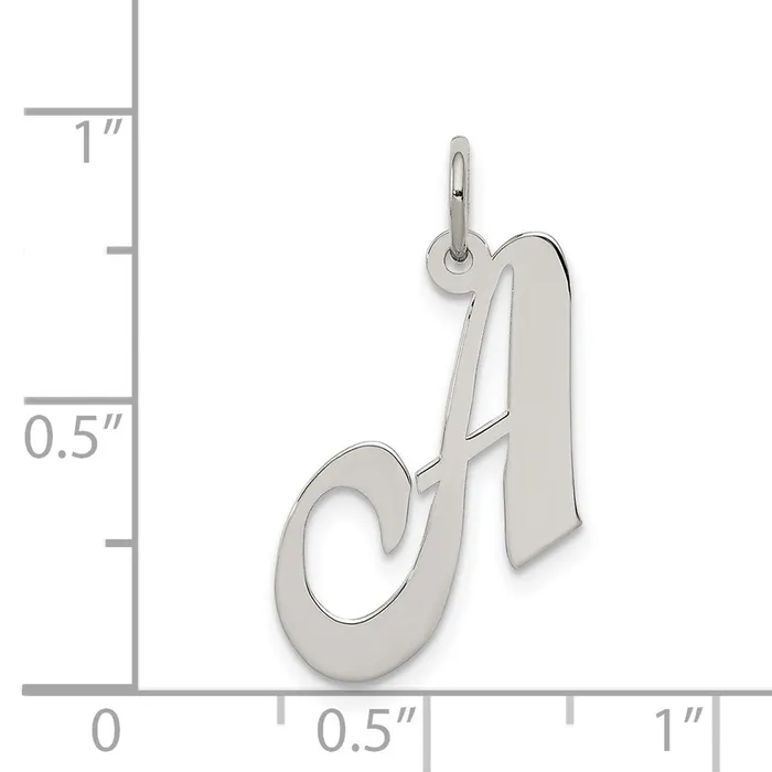 TreasureFineJewelers Necklaces Sterling Silver Rhodiumplated Fancy Script Letter A Initial Charm
