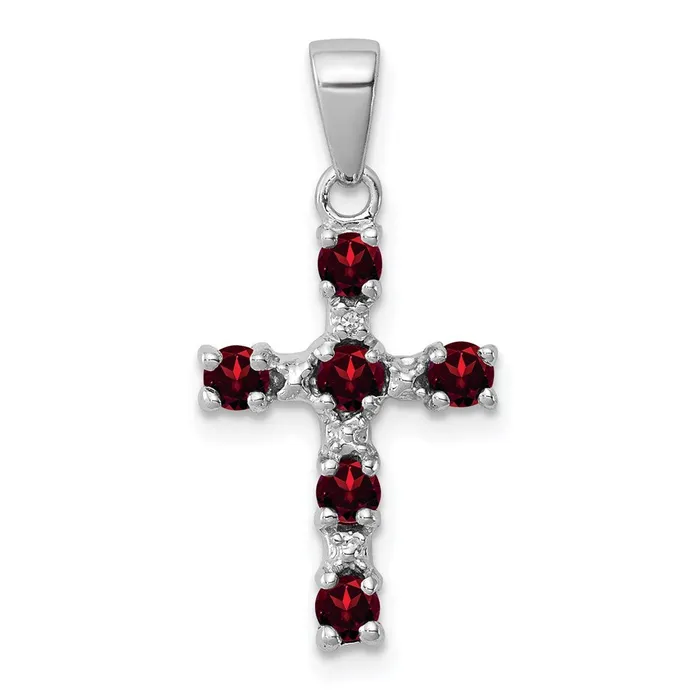 TreasureFineJewelers Necklaces Sterling Silver Rhodiumplated Garnet Diamond Accent Cross Pendant TreasureFineJewelers Necklaces Sterling Silver Rhodiumplated Garnet Diamond Accent Cross Pendant