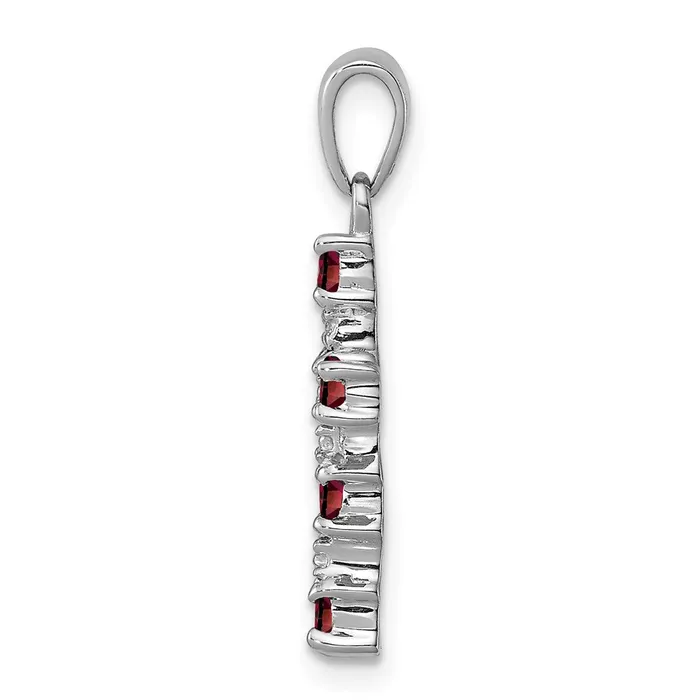 TreasureFineJewelers Necklaces Sterling Silver Rhodiumplated Garnet Diamond Accent Cross Pendant