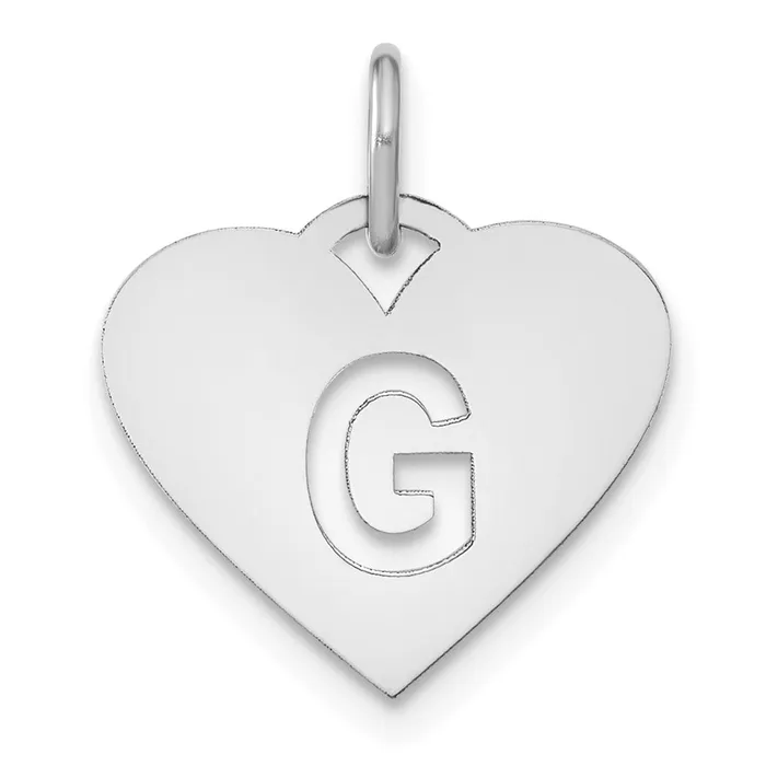 TreasureFineJewelers Necklaces Sterling Silver Rhodiumplated Heart Letter G Initial Charm TreasureFineJewelers Necklaces Sterling Silver Rhodiumplated Heart Letter G Initial Charm