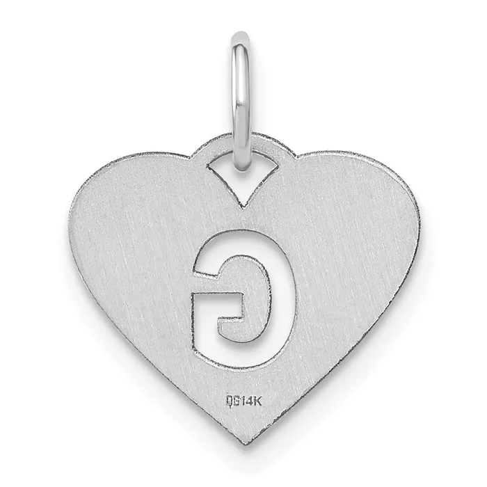 TreasureFineJewelers Necklaces Sterling Silver Rhodiumplated Heart Letter G Initial Charm