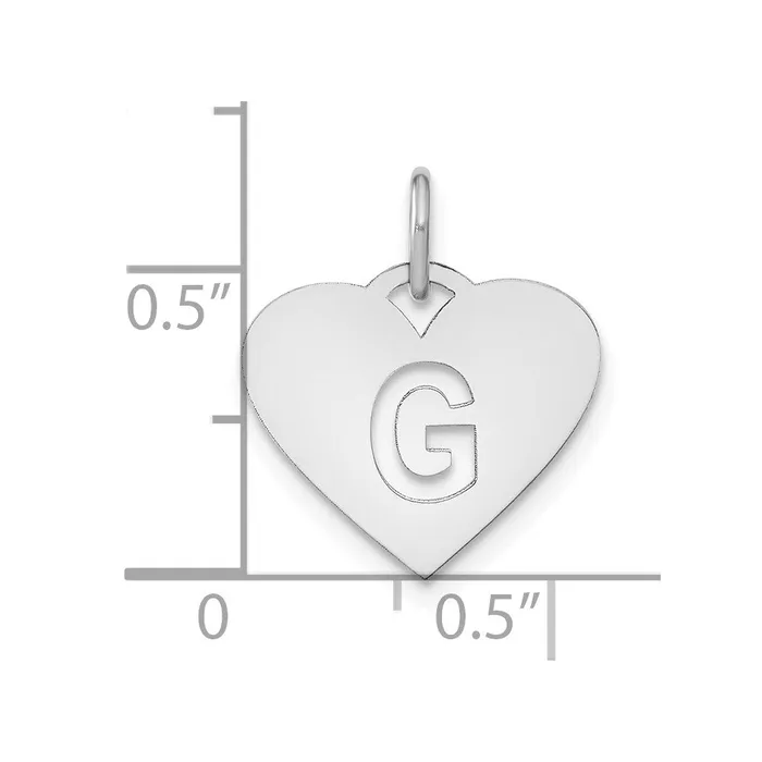 TreasureFineJewelers Necklaces Sterling Silver Rhodiumplated Heart Letter G Initial Charm