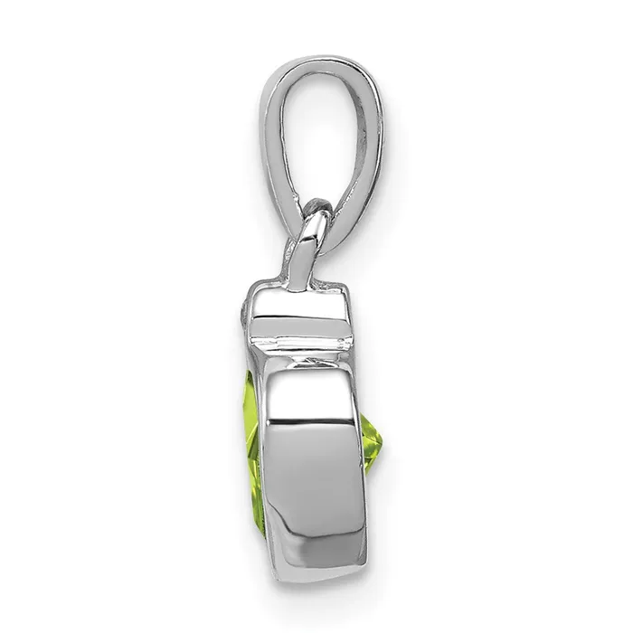 TreasureFineJewelers Necklaces Sterling Silver Rhodiumplated Peridot and Diamond Pendant