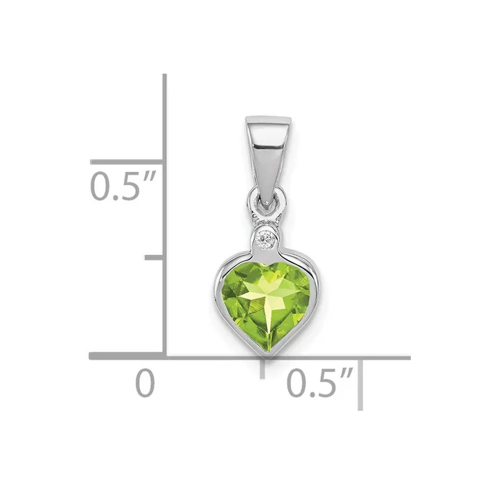 TreasureFineJewelers Necklaces Sterling Silver Rhodiumplated Peridot and Diamond Pendant