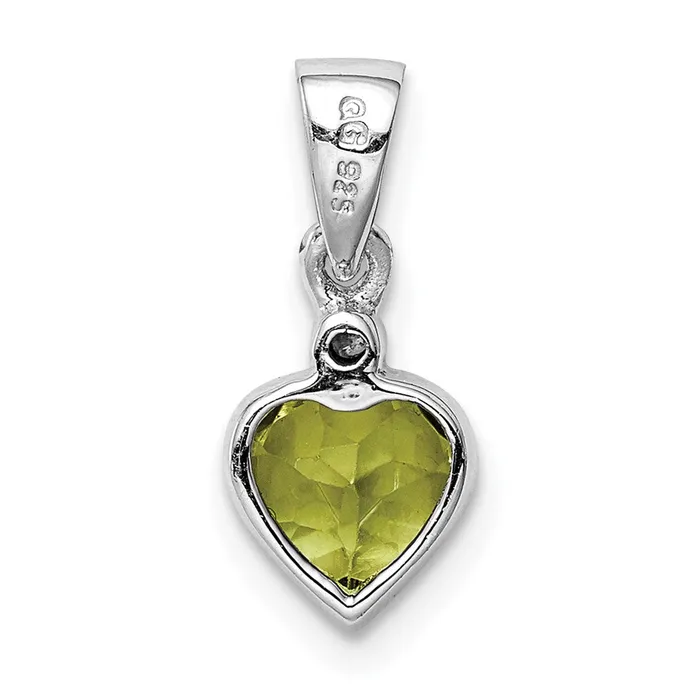 TreasureFineJewelers Necklaces Sterling Silver Rhodiumplated Peridot and Diamond Pendant