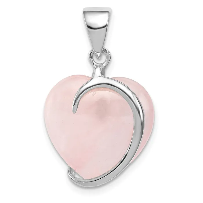 TreasureFineJewelers Necklaces Sterling Silver Rose Quartz Pendant