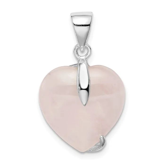 TreasureFineJewelers Necklaces Sterling Silver Rose Quartz Pendant