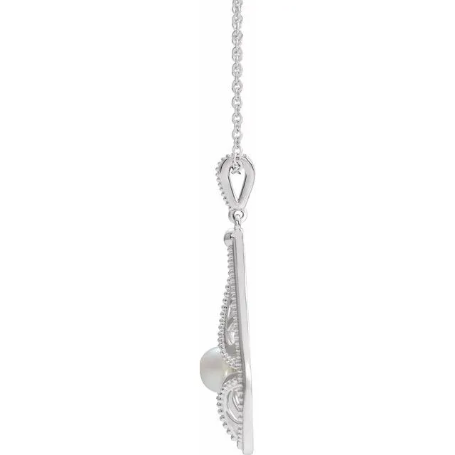 TreasureFineJewelers Necklaces Sterling Silver VintageInspired Freshwater Cultured Pearl 1618 Necklace