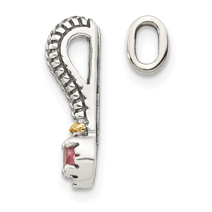 TreasureFineJewelers Necklaces Sterling Silver w 14k Polished Pink Tourmaline Chain Slide Pendant