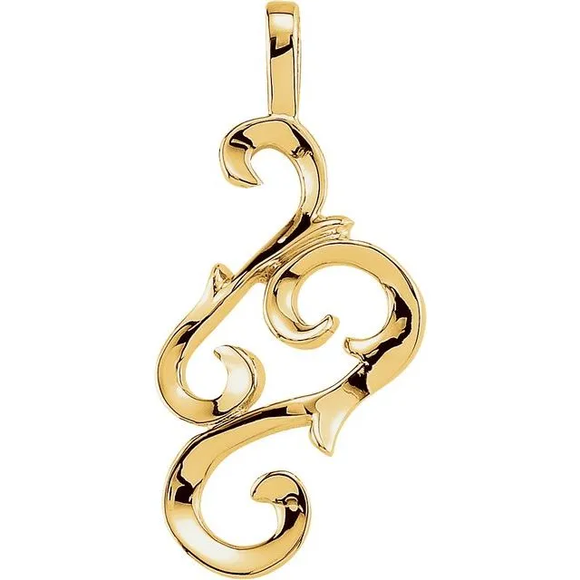 TreasureFineJewelers PreStyled Sets 14K Yellow Gold 28x14 mm Freeform Pendant Mounting
