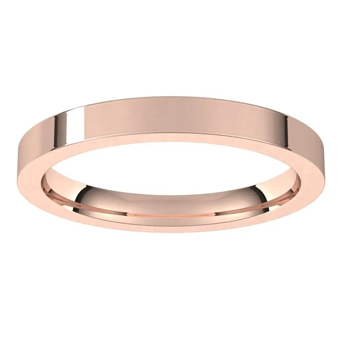 TreasureFineJewelers Rings 10K Rose Gold 25 mm flat comfort fit Wedding Band